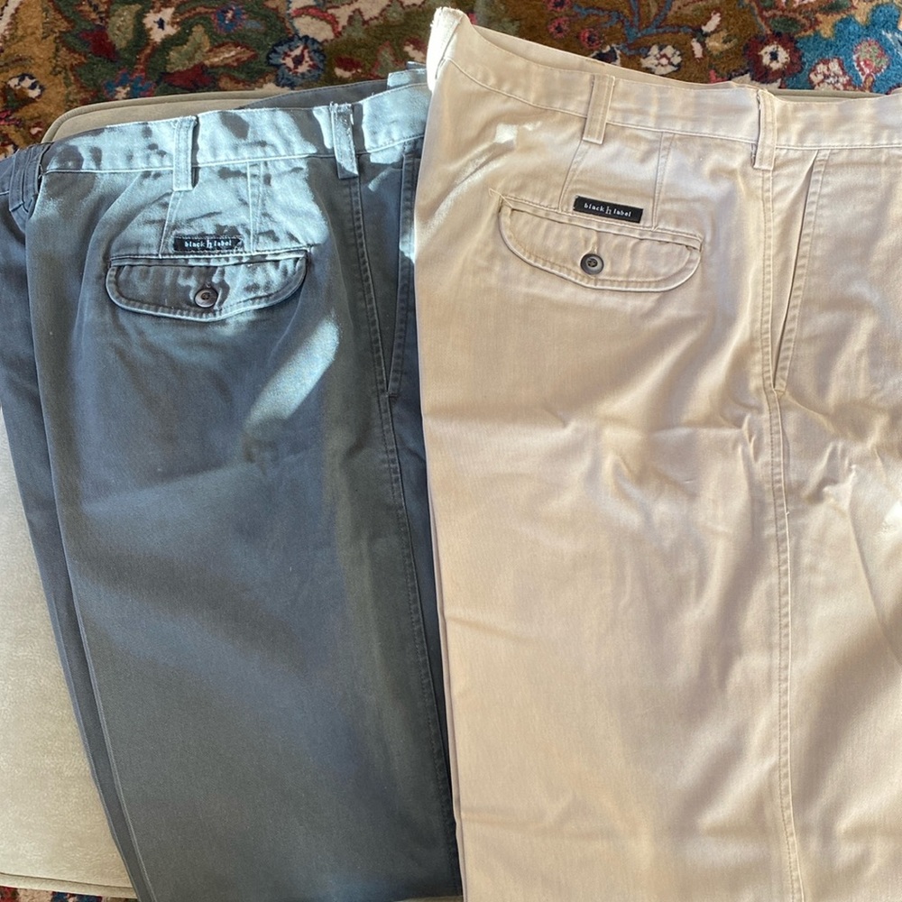 Haggar Black Label men’s casual pants. 2 pairs khaki and olive green.36”w x 31 l